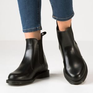 black flora chelsea boots